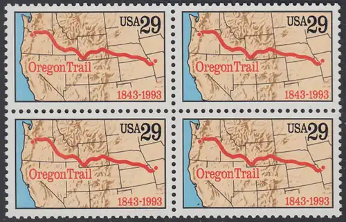 USA Michel 2343 / Scott 2747 postfrisch BLOCK - 150 Jahre Oregon Trail: Karte des Nordwestens der USA