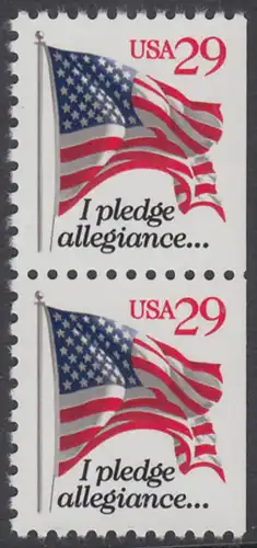 USA Michel 2345D / Scott 2594 postfrisch vert.PAAR (aus MH / rechts ungezähnt) - Flagge, Textanfang des Treuegelöbnisses