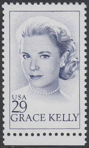 USA Michel 2346 / Scott 2749 postfrisch EINZELMARKE RAND unten - Grace Kelly (1929-1982), Filmschauspielerin; ab 1956 Fürstin von Monaco