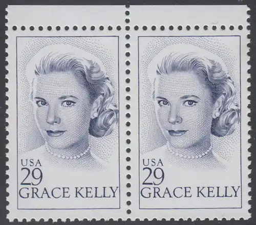 USA Michel 2346 / Scott 2749 postfrisch horiz.PAAR RÄNDER oben - Grace Kelly (1929-1982), Filmschauspielerin; ab 1956 Fürstin von Monaco