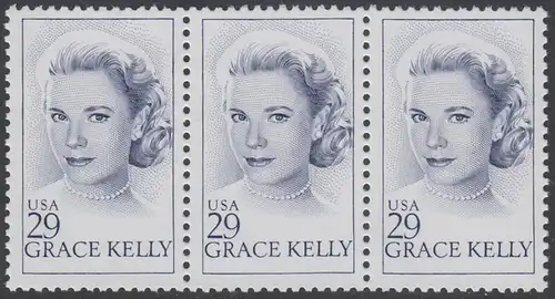 USA Michel 2346 / Scott 2749 postfrisch horiz.STRIP(3) - Grace Kelly (1929-1982), Filmschauspielerin; ab 1956 Fürstin von Monaco