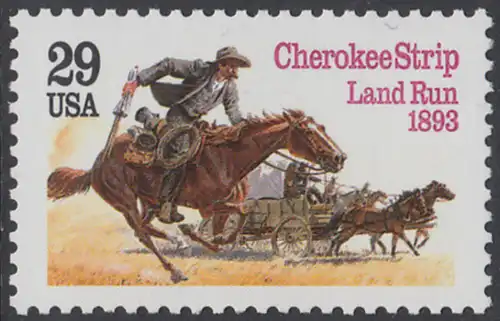 USA Michel 2353 / Scott 2754 postfrisch EINZELMARKE - 100. Jahrestag des Cherokee Strip Land Run