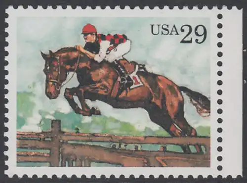 USA Michel 2355 / Scott 2756 postfrisch EINZELMARKE RAND rechts - Pferdesport: Springreiten