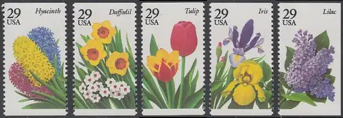 USA Michel 2359-2363 / Scott 2760-2764 postfrisch SATZ(5) aus MH - Gartenblumen des Frühjahrs