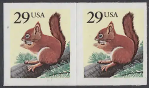 USA Michel 2385 / Scott 2489 postfrisch horiz.PAAR (a1) - Tiere: Eichhörnchen 