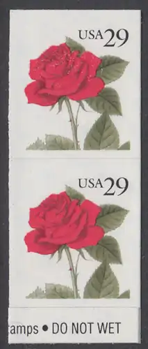 USA Michel 2394 / Scott 2490 postfrisch vert.PAAR (a1) - Blumen: Rose