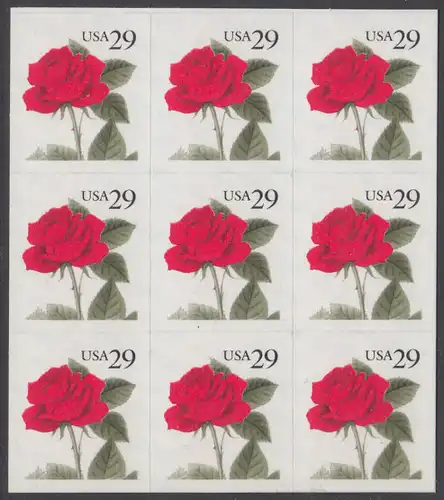 USA Michel 2394 / Scott 2490 postfrisch BLOCK(9) - Blumen: Rose