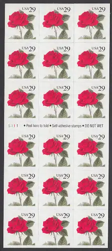 USA Michel 2394 / Scott 2490a postfrisch Foliobogen(18) - Blumen: Rose