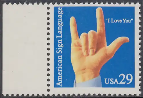 USA Michel 2396 / Scott 2784 postfrisch EINZELMARKE RAND links m/ copyright symbol - Amerikanische Gehörlosen-Fingersprache