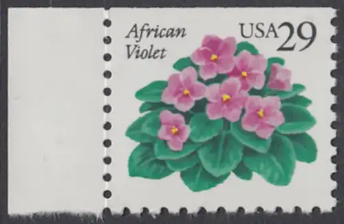 USA Michel 2404 / Scott 2486 postfrisch EINZELMARKE RAND links (oben ungezähnt) - Blumen: Usambara-Veilchen