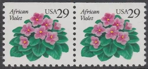 USA Michel 2404 / Scott 2486 postfrisch horiz.PAAR (oben ungezähnt) - Blumen: Usambara-Veilchen