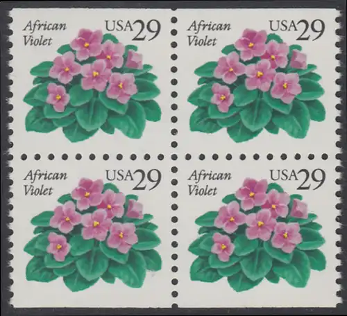 USA Michel 2404 / Scott 2486 postfrisch BLOCK (oben & unten ungezähnt) - Blumen: Usambara-Veilchen