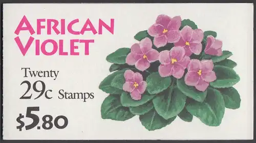 USA Michel 2404 / Scott 2486a postfrisch Markenheftchen(20) - Blumen: Usambara-Veilchen