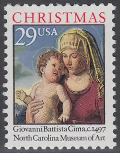 USA Michel 2405A / Scott 2789 postfrisch EINZELMARKE - Weihnachten: Madonna mit Kind in einer Landschaft