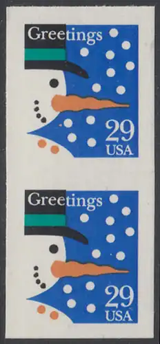 USA Michel 2422 / Scott 2803 postfrisch vert.PAAR - Weihnachten: Schneemann