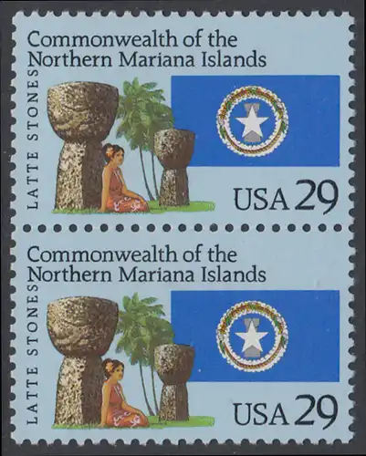 USA Michel 2423 / Scott 2804 postfrisch vert.PAAR - 15 Jahre Commonwealth der Nördlichen Marianen: Latte-Steine