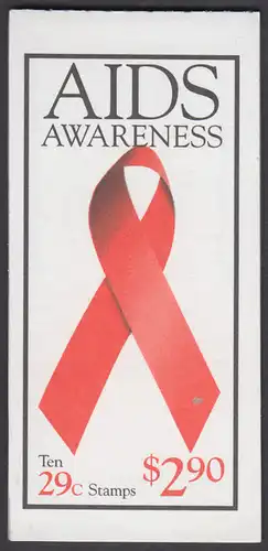 USA Michel 2426E / Scott 2806b postfrisch Markenheftchen(10) - Welt-AIDS-Tag: Abzeichen der Arthur-Ashe-Stiftung
