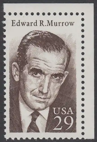 USA Michel 2432 / Scott 2812 postfrisch EINZELMARKE ECKRAND oben rechts - Edward R. Murrow: Rundfunkreporter
