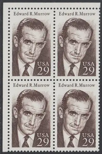 USA Michel 2432 / Scott 2812 postfrisch BLOCK ECKRAND oben links - Edward R. Murrow: Rundfunkreporter
