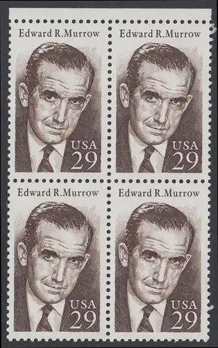 USA Michel 2432 / Scott 2812 postfrisch BLOCK RÄNDER oben - Edward R. Murrow: Rundfunkreporter
