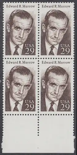 USA Michel 2432 / Scott 2812 postfrisch BLOCK RÄNDER unten (a1) - Edward R. Murrow: Rundfunkreporter
