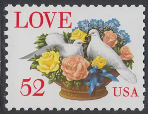 USA Michel 2438 / Scott 2815 postfrisch EINZELMARKE - Grußmarke: Tauben, Blumenkorb