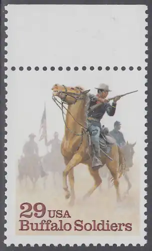 USA Michel 2439 / Scott 2818 postfrisch EINZELMARKE RAND oben (a1) - Schwarzamerikanische Truppen Buffalo Soldiers; Kavallerie-Patrouille