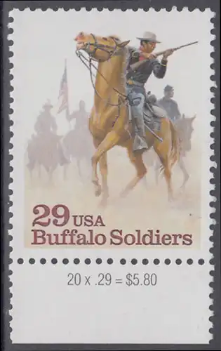 USA Michel 2439 / Scott 2818 postfrisch EINZELMARKE RAND unten - Schwarzamerikanische Truppen Buffalo Soldiers; Kavallerie-Patrouille
