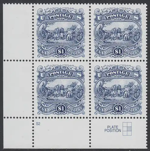 USA Michel 2455 / Scott 2590 postfrisch PLATEBLOCK ECKRAND unten links m/ Platten-# S2 (b) - Die Kapitulation von General Burgoyne bei Saratoga