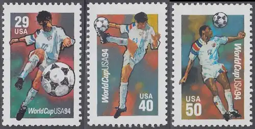 USA Michel 2457-2459 / Scott 2834-2836 postfrisch SATZ (3) EINZELMARKEN - Fußball-Weltmeisterschaft, USA