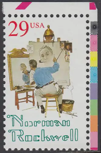 USA Michel 2472 / Scott 2839 postfrisch EINZELMARKE ECKRAND oben rechts - 100. Geburtstag von Norman Rockwell, Maler