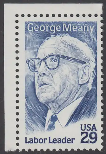 USA Michel 2484 / Scott 2848 postfrisch EINZELMARKE ECKRAND oben links - 100. Geburtstag von George Meany (1894-1980), Arbeiterführer, Präsident der Arbeiterorganisationen AFL und CIO