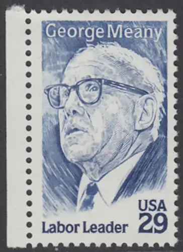 USA Michel 2484 / Scott 2848 postfrisch EINZELMARKE RAND links - 100. Geburtstag von George Meany (1894-1980), Arbeiterführer, Präsident der Arbeiterorganisationen AFL und CIO