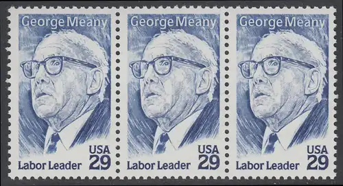 USA Michel 2484 / Scott 2848 postfrisch horiz.STRIP(3) - 100. Geburtstag von George Meany (1894-1980), Arbeiterführer, Präsident der Arbeiterorganisationen AFL und CIO