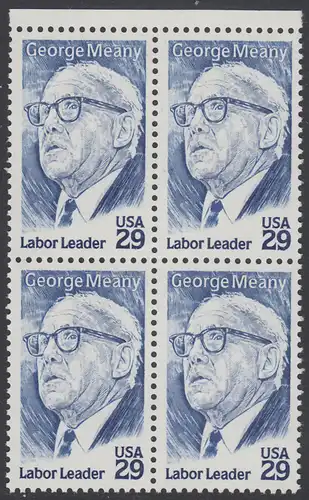 USA Michel 2484 / Scott 2848 postfrisch BLOCK RÄNDER oben - 100. Geburtstag von George Meany (1894-1980), Arbeiterführer, Präsident der Arbeiterorganisationen AFL und CIO