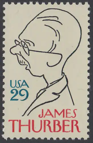USA Michel 2491 / Scott 2862 postfrisch EINZELMARKE - 100. Geburtstag von James Thurber (1894-1961), Schriftsteller und Cartoonist