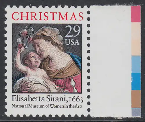 USA Michel 2526A / Scott 2871 postfrisch EINZELMARKE RAND rechts - Weihnachten: Maria mit Kind