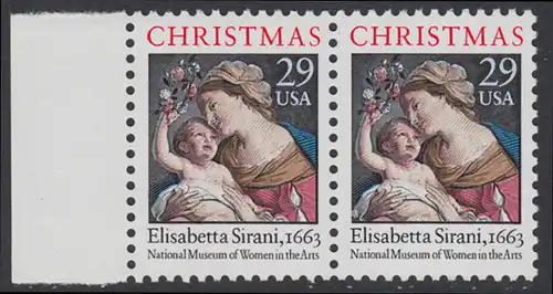 USA Michel 2526A / Scott 2871 postfrisch horiz.PAAR RAND links - Weihnachten: Maria mit Kind