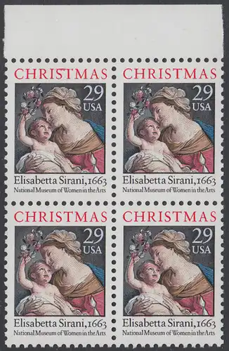 USA Michel 2526A / Scott 2871 postfrisch BLOCK RÄNDER oben (a1) - Weihnachten: Maria mit Kind