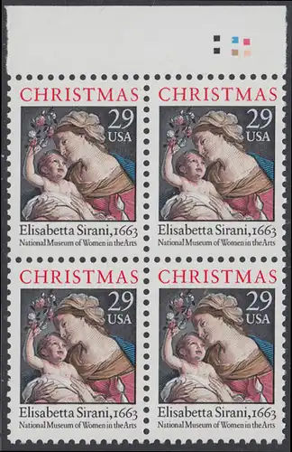 USA Michel 2526A / Scott 2871 postfrisch BLOCK RÄNDER oben (a2) - Weihnachten: Maria mit Kind