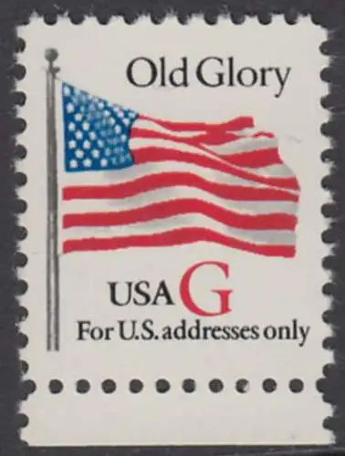 USA Michel 2533 / Scott 2882 postfrisch EINZELMARKE RAND unten (a1) - Flagge \"Old Glory\" (rotes G)