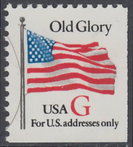 USA Michel 2533D / Scott 2885 postfrisch EINZELMARKE (rechts & unten ungezähnt) - Flagge \"Old Glory\" (rotes G)