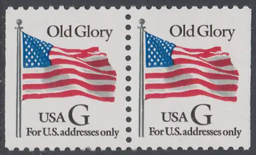 USA Michel 2536C / Scott 2883 postfrisch horiz.PAAR (rechts & links ungezähnt) - Flagge \"Old Glory\" 