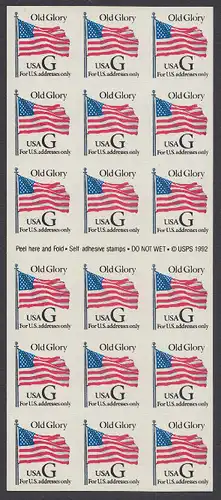 USA Michel 2537 / Scott 2887 postfrisch Folioblatt(18) - Flagge \"Old Glory\" (schwarzes G)