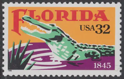 USA Michel 2545 / Scott 2950 postfrisch EINZELMARKE - 150 Jahre Staat Florida: Alligator