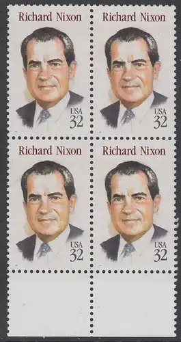 USA Michel 2557 / Scott 2955 postfrisch BLOCK RÄNDER unten - Richard Nixon (1913-1994), 37. Präsident, reg. 1969-1974