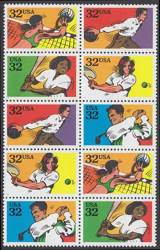 USA Michel 2564-2568 / Scott 2961-2965 postfrisch vert.BLOCK(10) - Freizeitsport