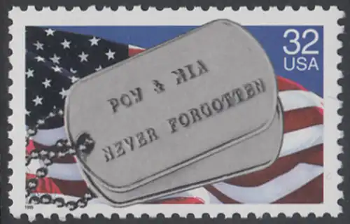 USA Michel 2569 / Scott 2966 postfrisch EINZELMARKE - Kriegsgefangene und Vermißte; Militärische Erkennungsmarken, Staatsflagge