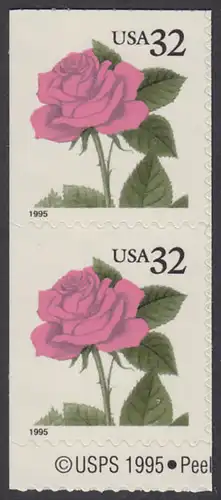 USA Michel 2571 / Scott 2492 postfrisch vert.PAAR (a2) - Blumen: Rose