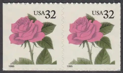 USA Michel 2571 / Scott 2492 postfrisch horiz.PAAR - Blumen: Rose